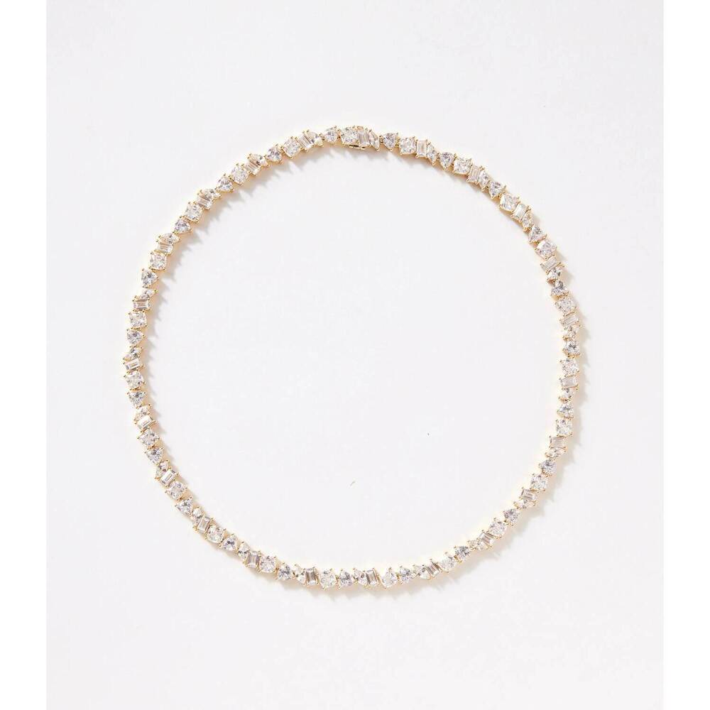 NEW NATIVE GEM multi shaped tennis necklace in gold